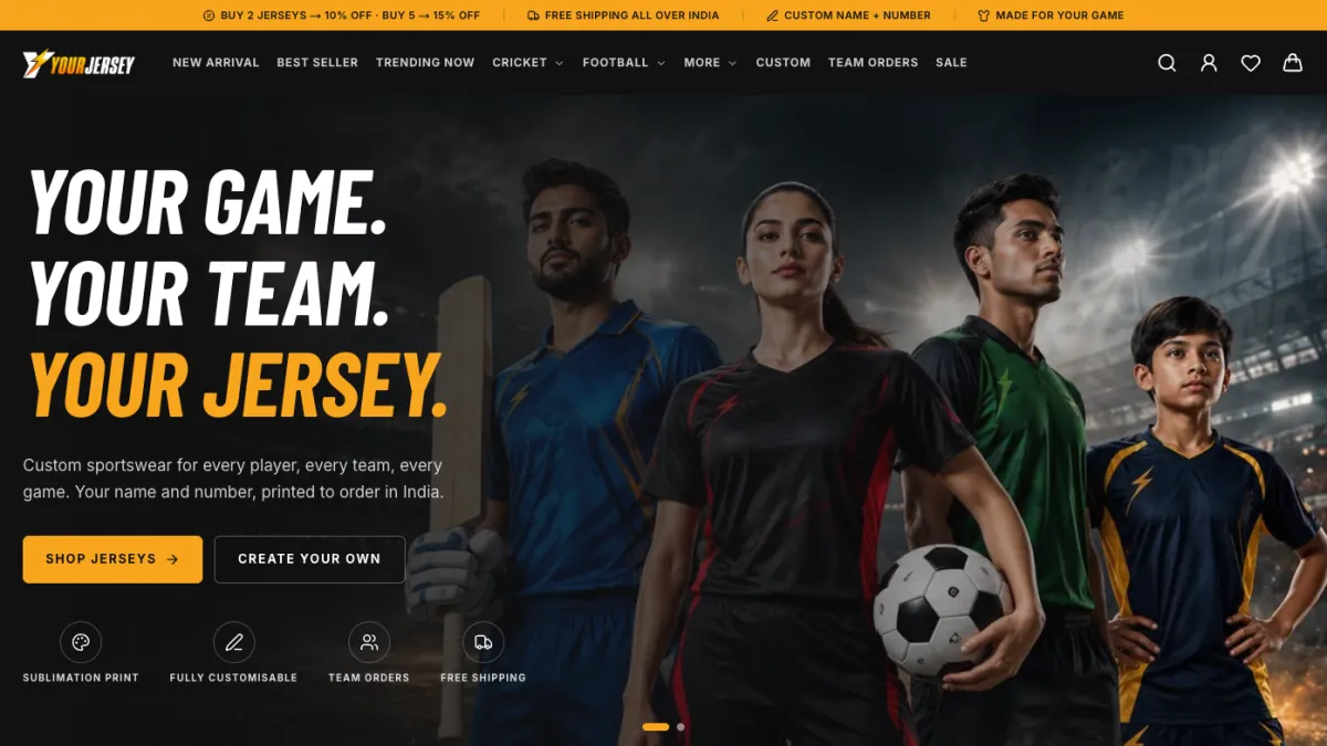 YourJersey website homepage